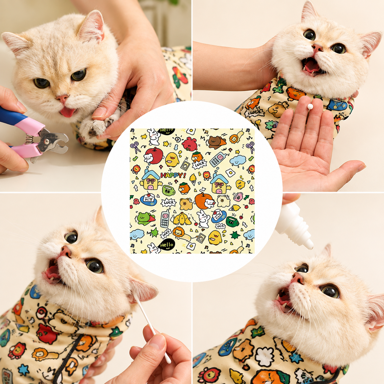 Cat Grooming Wrap – Self-Adherent Swaddle for Safe & Easy Care
