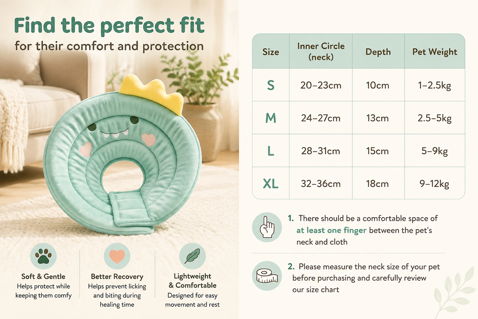 Soft Recovery Collar for Cats & Dogs – Comfy Anti-Lick Protection