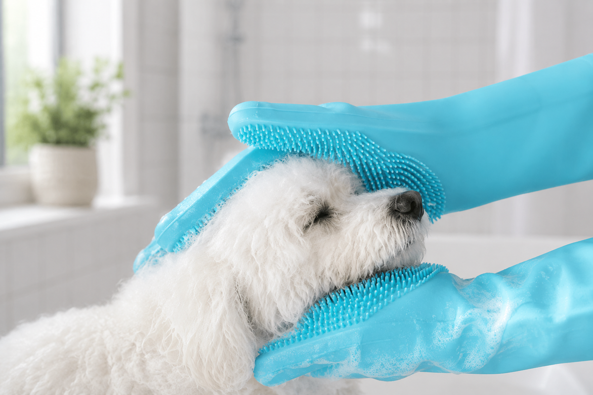 SoftScrub Pet Grooming Glove – Bath, Massage & Hair Removal