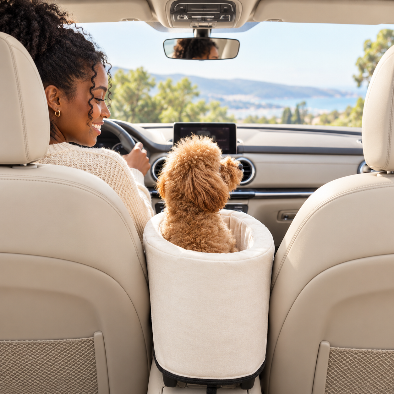 CozyRide Center Console Pet Car Seat – Portable Carrier for Small Dogs & Cats
